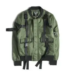 Streetwear Jackets Women Autumn Winter Coat Female Thicken Bomber Jacket Short Woman Punk Style Personality Ribbon design - Цвет: ArmyGreen