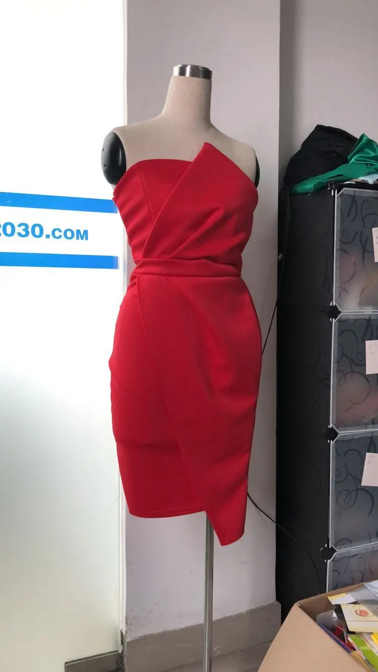 

Women's Vintage Strapless Irregular Sexy Evening Party Dress Solid Color Backless Sheath Bodycon Dresses