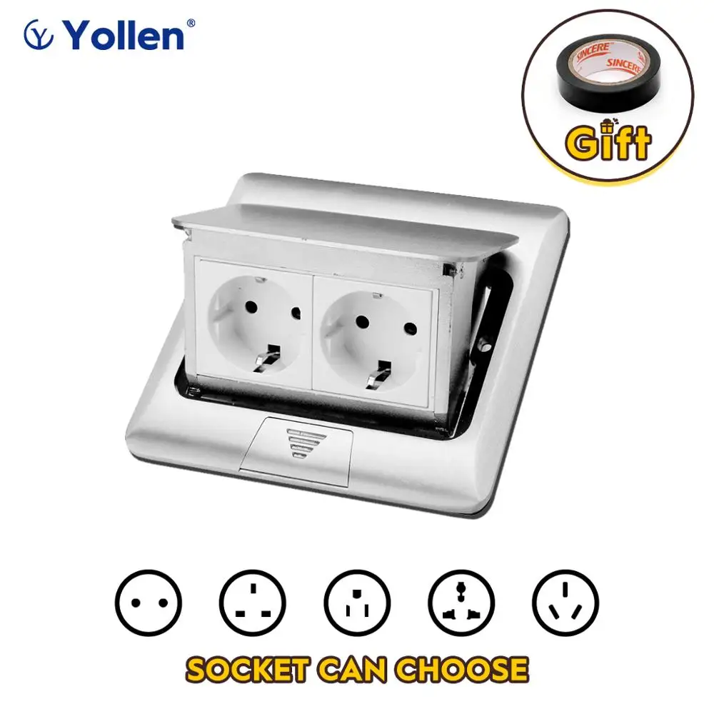 Все Алюминий Панель EUR Стандартный Pop Up Пол Socket 2 Way электрической розеткой стол