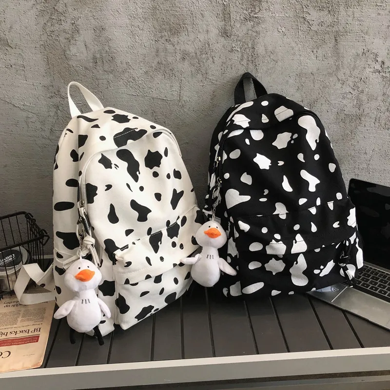Рюкзак с коровьим узором Ins Wind для младшей и старшей школы Корейская версия