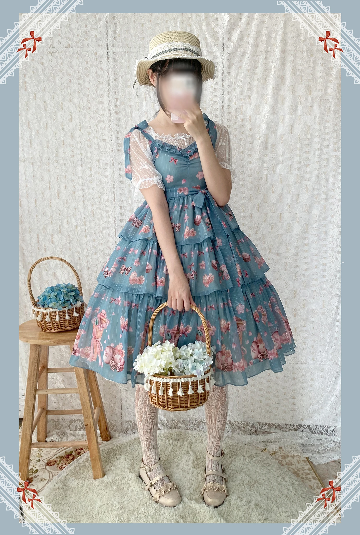 

Lolita Dress Cherry Macaron Printed Layered Lolita JSK Dress