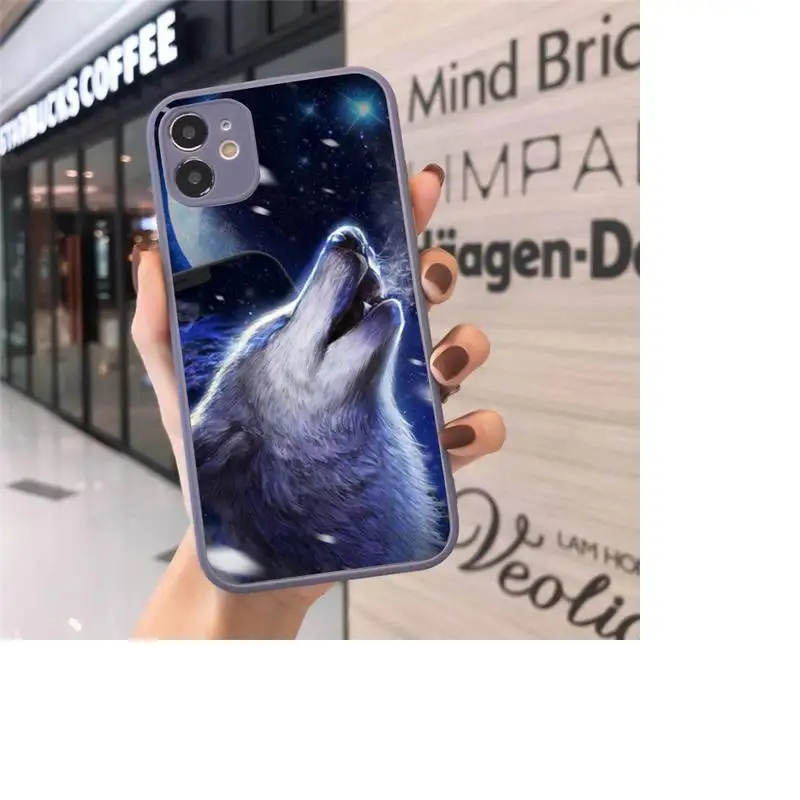 

Cute Snow Wolf Phone Case Matte Transparent for iPhone 7 8 11 12 s mini pro X XS XR MAX Plus cover funda