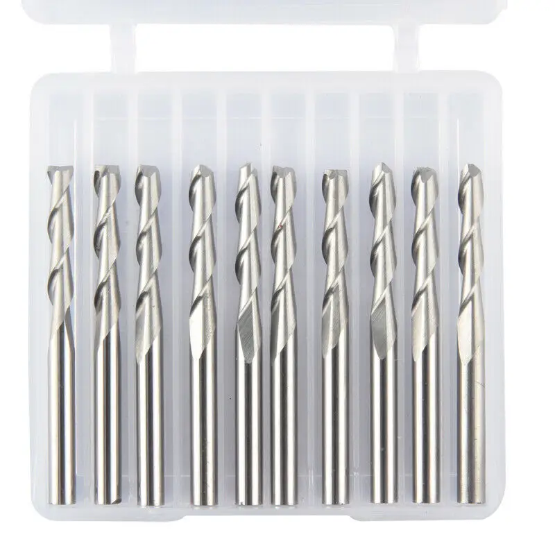 10 шт. 3 175 мм фрезы для дерева Фрезы с ЧПУ 2 флейты спиральные концевые двойная