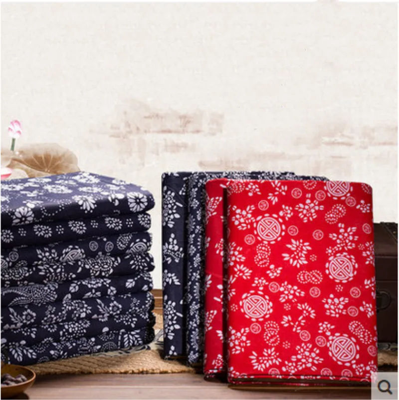 Полуметровая синяя или красная с цветочным принтом 100% хлопковая ткань для