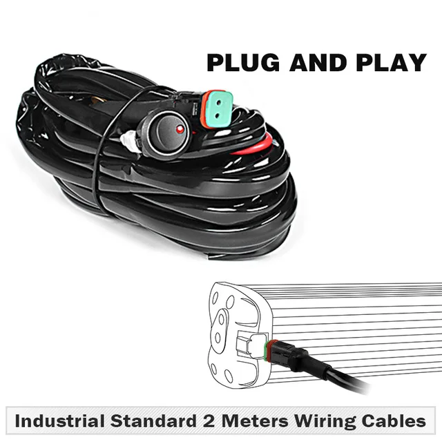 only wiring kit DERI 6D объектив 30 Вт 60 Вт 8 дюймов Однорядный точечный светодиодный светильник 14 дюймов светодиодный светильник для внедорожника 4WD грузовик ATV 12 в 24 в автомобильный светильник s - Цвет: only wiring kit