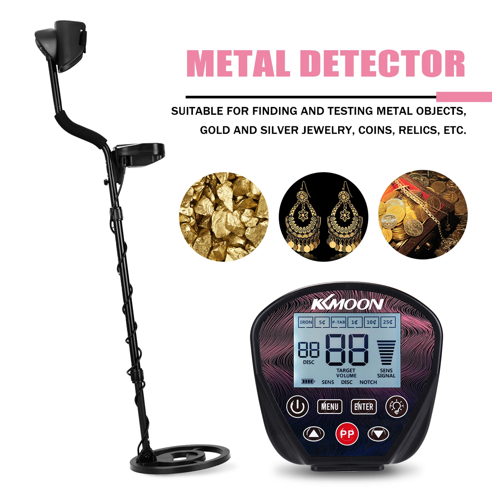 

KKMOON MD-820KK LCD Large Screen Metal Detector Handheld Easy Installation High Sensitivity High Accuracy Metal Detecting Tool