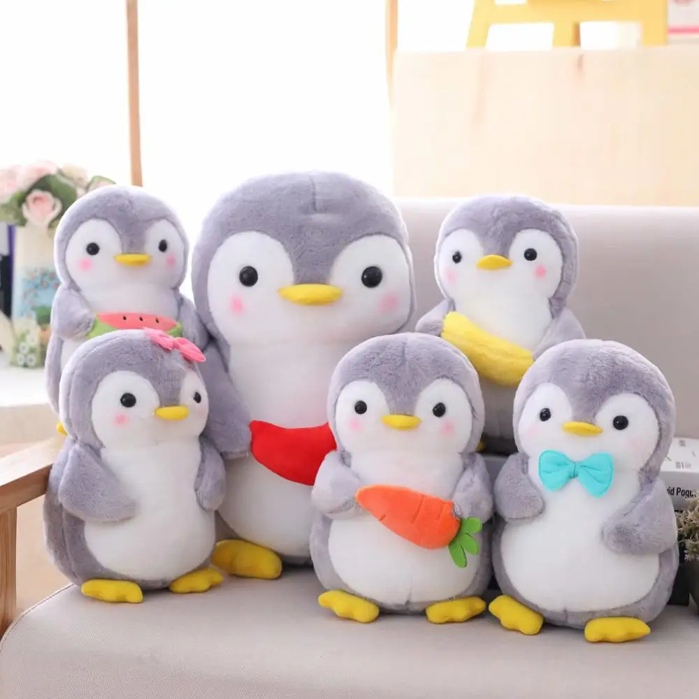 

Cute Penguin Plush Animal 25/45cm Holding Food Couple Penguins Family Fuzzy Little Plushie for Children Gift