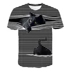 Новинка 2020, модная крутая футболка для мужчин и женщин, футболка с 3D рисунком двух кошек, летний топ с коротким рукавом, футболка, женская футболка
