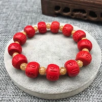 fashion simple cinnabar bracelet red six character mantra buddhist beads bracelet religious lucky wealth jewelry birthday gift