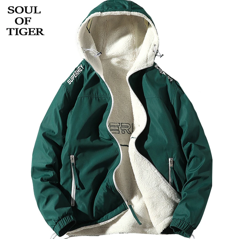 Мужская зимняя куртка с капюшоном SOUL OF TIGER черная утепленная из двухстороннего