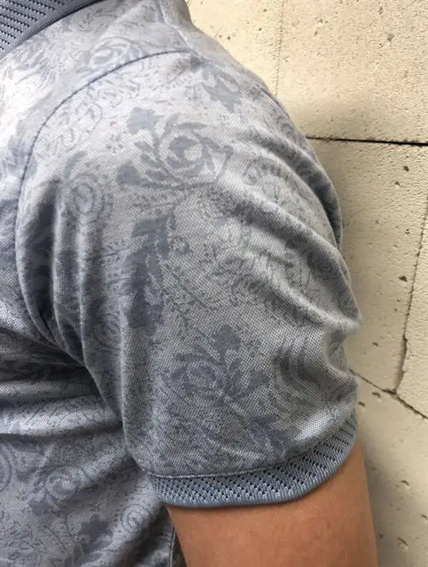 

Mens Navy Blue Patterned Polo Neck T-shirt