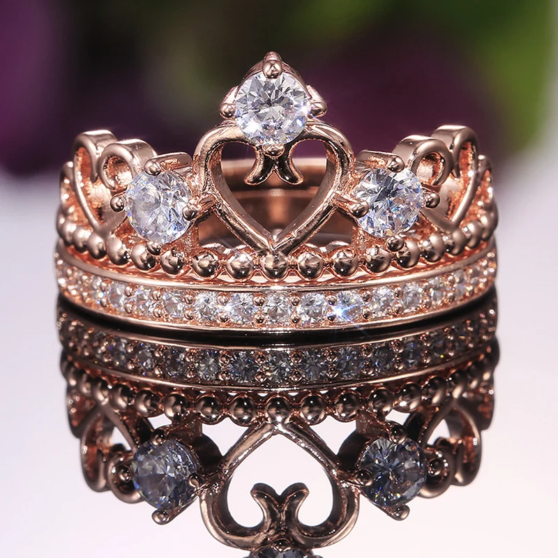 

BIJOX STORY luxury rings 925 sterling silver jewelry with crown shaped AAA zircon gemstones 2 in 1 ring for female wedding party