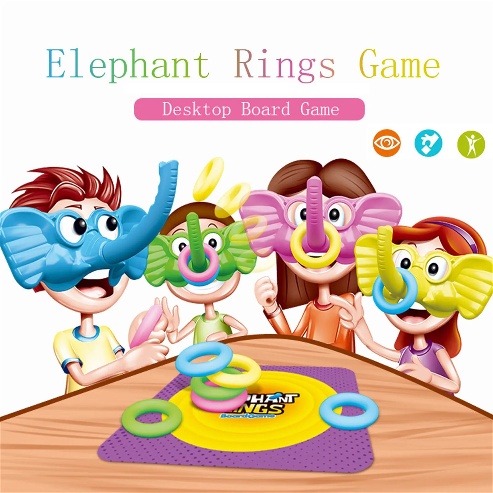

Кольца со слонами Настольная игра интеллект пледы круг забавная игра, игрушка для детей