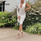 Женское Сетчатое кружевное платье со шнуровкой и V-образным вырезом