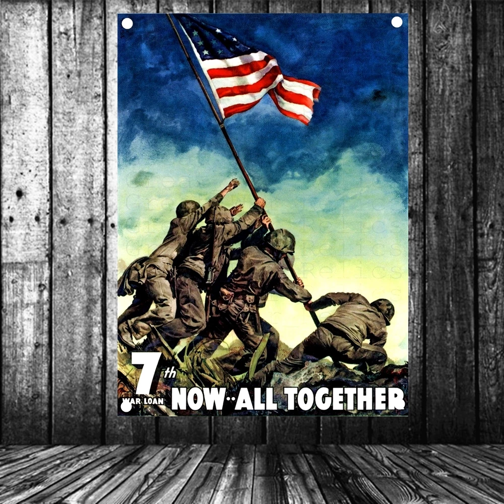 Постер с американским флагом Второй мировой войны памятное фото Iwo Jima настенное