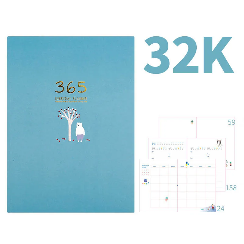 Kawaii Agendays 365 дней дневник планер Женский и журналы B6 личный 32K ежемесячный