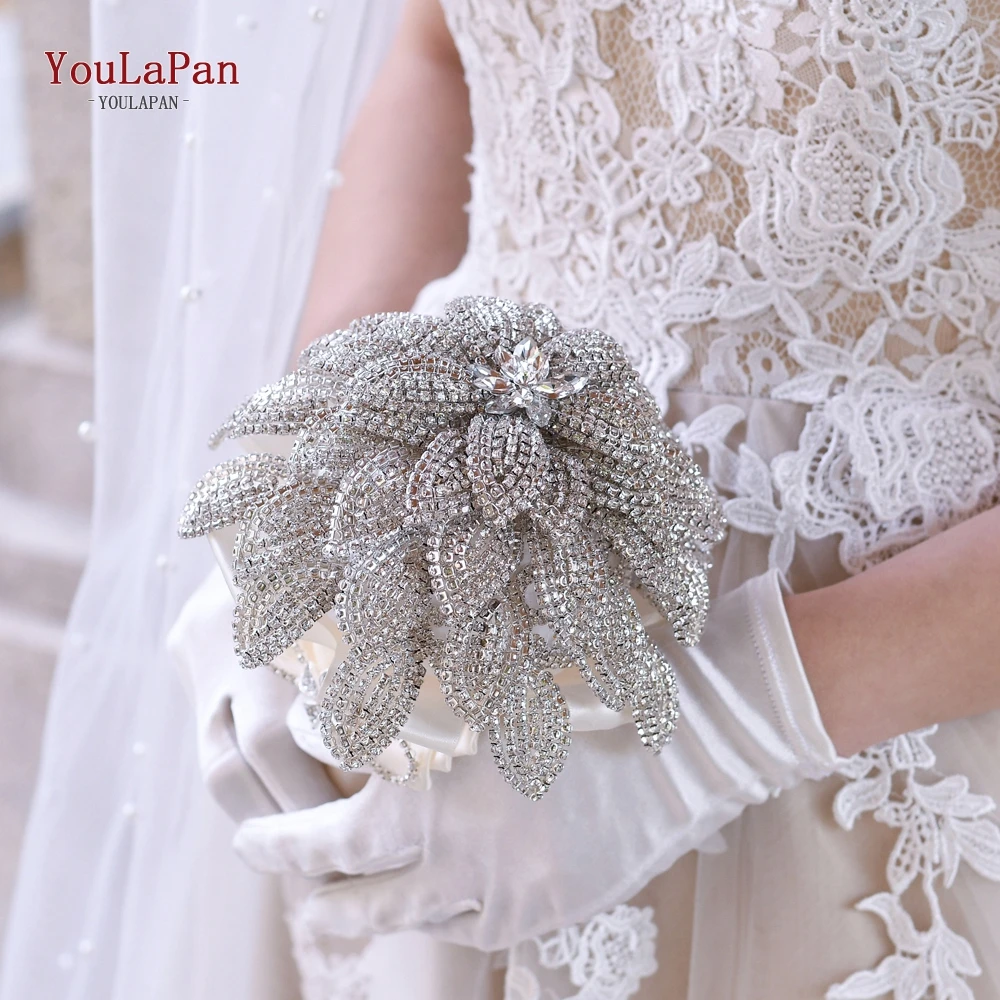 TOPQUEEN HF01 потрясающий Свадебный букет с бриллиантами высокое качество серебряная