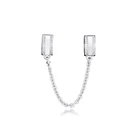 Натуральная 925 стерлингового серебра Insignia предохранительный цепной зажим бисер прозрачный CZ браслеты с подвесками, подходят к оригинальному браслету, женщина 