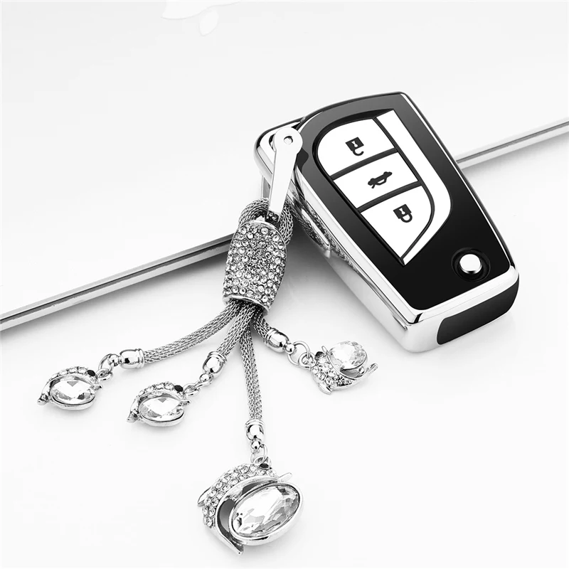 D-Silver-keyring Мягкий чехол для ключей из ТПУ для Toyota Auris Corolla Avensis, Verso Yaris Aygo Scion TC I'm чехол для ПК автомобиля - Название цвета: D-Silver-keyring