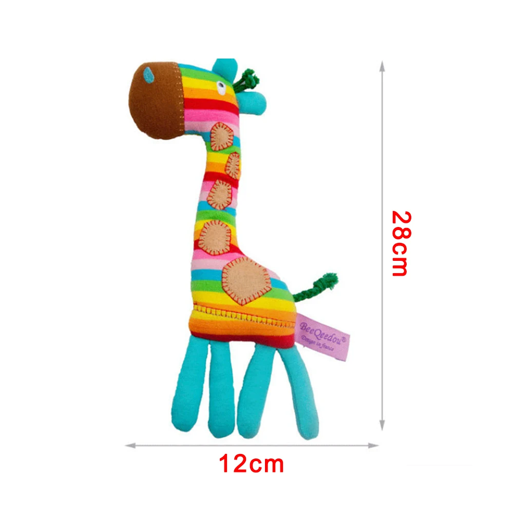 

Soft Ring Bell Washable Baby Rattle Cute Rainbow Color Lightweight Giraffe Shape Funny Infant Handbell Early Educational Toy