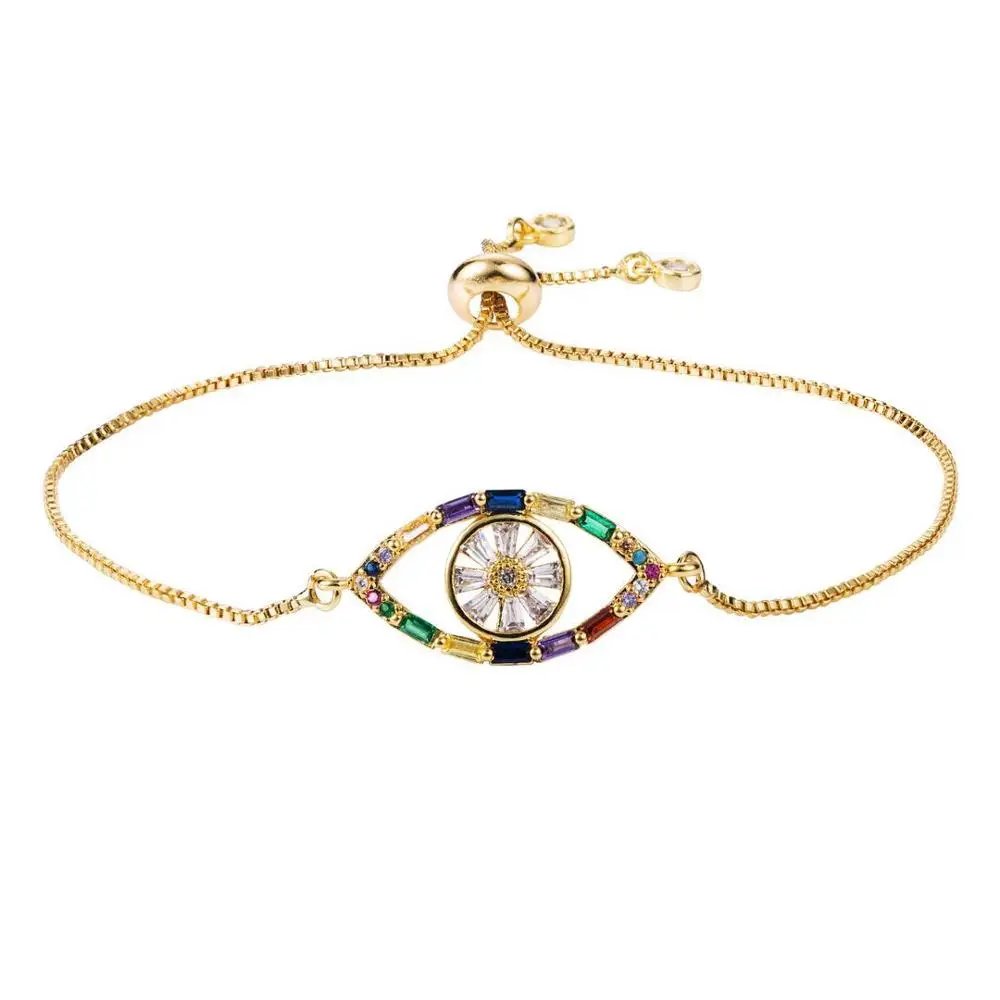 

Модный новый изысканный медный Циркон регулируемый браслет в форме глаз браслет с разноцветными кристаллами