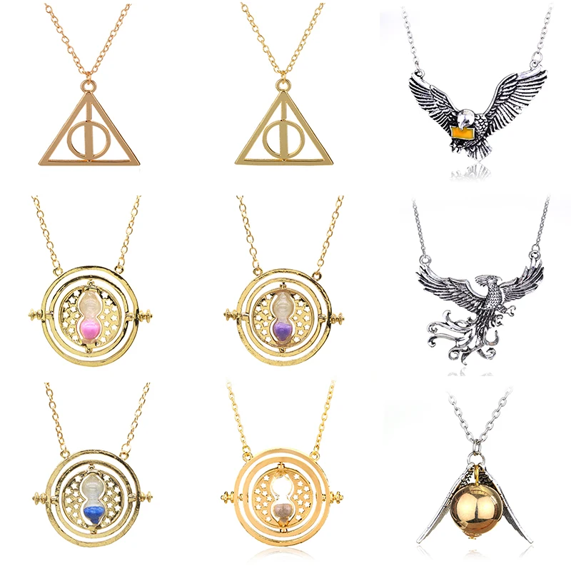 

Movie School Deathly Hallows Necklace for Women Hourglass Snitches Pendant Choker Jewellery Necklaces for Teen Girls