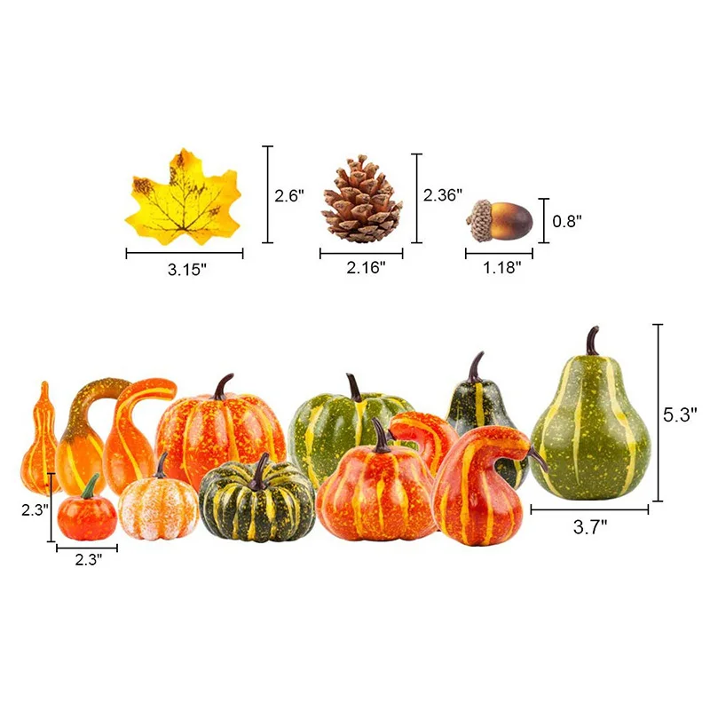 141PCS Artificial Pumpkins Acorn Maple Leaf Pinecone Decor Set Photography Props |