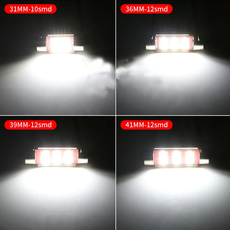 2x 4014-12smd Festoon C5W C10W CANBUS 4020 SMD LED Light Car Dome Auto Interior Reading Lamp Bulb White 12v 31mm 36mm 39mm 41mm images - 6