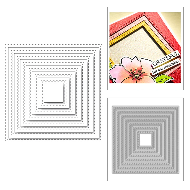 

2020 Background Stitched Square Nesting Frame New Metal Cutting Dies For DIY Scrapbooking Paper and Card Making Craft No Stamps
