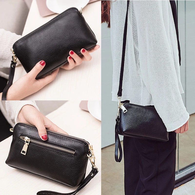 Wmnuo 100% Genuine Leather Bag Women Messenger Purse Day Clutches Fashion Lady Shoulder Crossbody Bags 6 Color Phone Handbag Hot