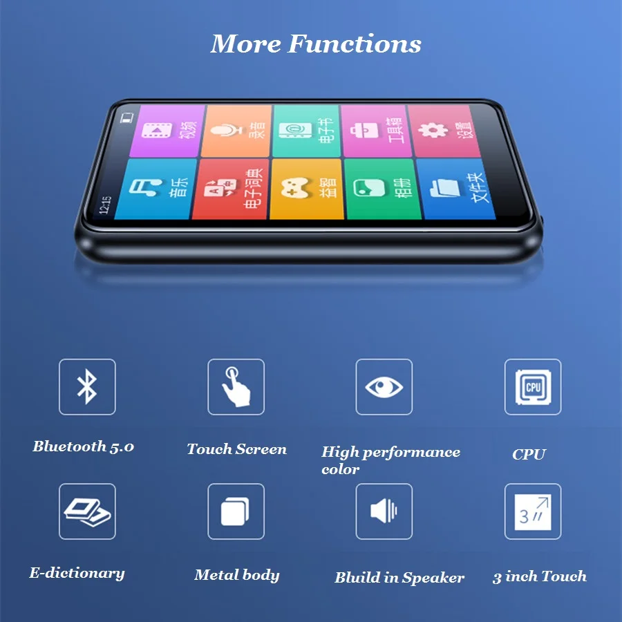 НОВЕЙШИЙ МЕТАЛЛИЧЕСКИЙ MP4 плеер с Bluetooth Полноразмерным сенсорным экраном 3 дюйма 8