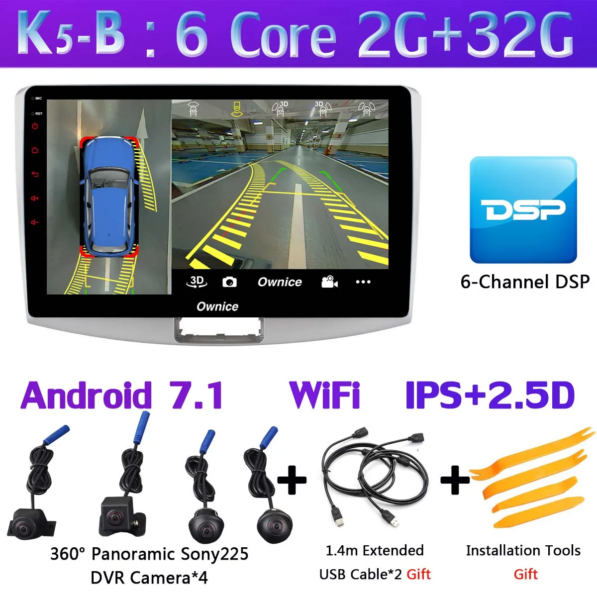 360 ° камера 4G WiFi Android 9,0 4G+ 64G DSP SPDIF CarPlay Автомобильный мультимедийный плеер для VW Passat B6 B7 Passat CC gps навигация радио - Цвет: K5-B