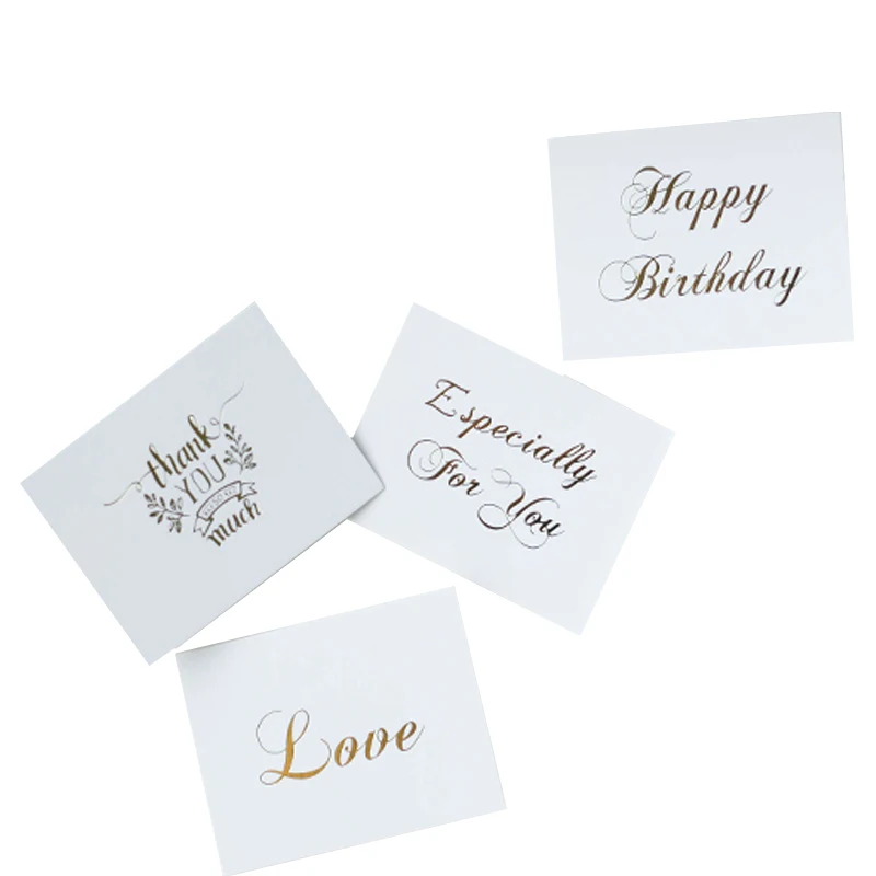 

400pcs White bronzing gift card Mini thank you Message Card Birthday Wedding party invitation DIY Package decoration