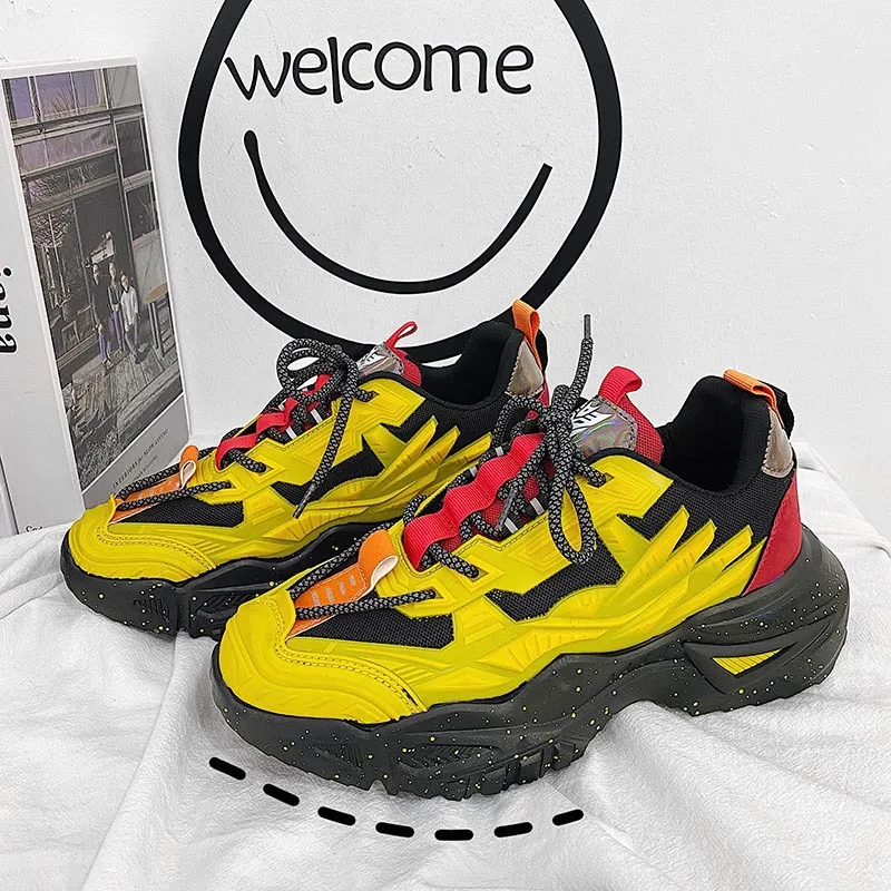 

2021 Men Running Shoes Yellow Old Dad Shoes Comfortable Breathable Jogging Outdoor Casual Sneakers