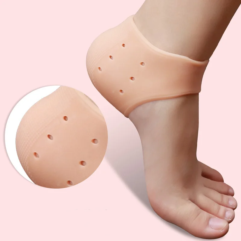 

2pieces=1pair Soft Silicone Heel Pad With Hole Massage Plantar Fasciitis Pedicure For The Feet Moisturizing Care Orthopedic Good
