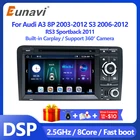 Eunavi 2 Din Android 10 автомобильное радио мультимедиа для Audi A3 8P 2003-2012 S3 2006-2012 RS3 2011 стерео аудио DVD плеер 4G 64G GPS