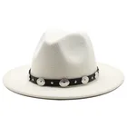 Модная Мужская Женская Мужская шерстяная фетровая джазовая фетровая шляпа для вечерние Ринок официальная шляпа черного, белого и желтого цветов стандарта 60 см