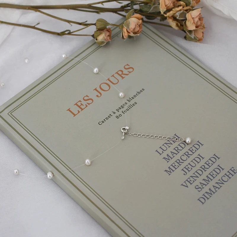 Женское ожерелье из серебра 925 пробы с натуральным пресноводным жемчугом