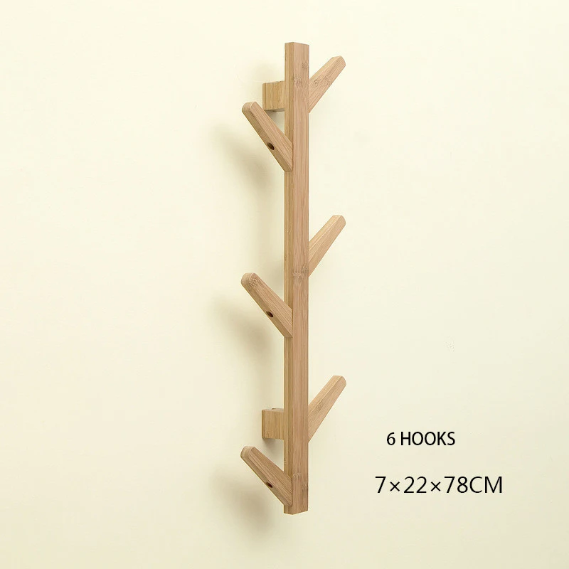 Natural 6hook Горячая 6/8 Крючки вешалка для пальто настенная сплошная деревянная стена висячая гостиная спальня Декоративная вешалка для одежды вся шляпа стойка бамбуковая мебель - Цвет: Natural 6hook