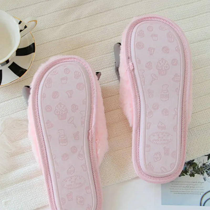 Шлепанцы женские с кружевом и бантом меховые сланцы дизайнерские зимние