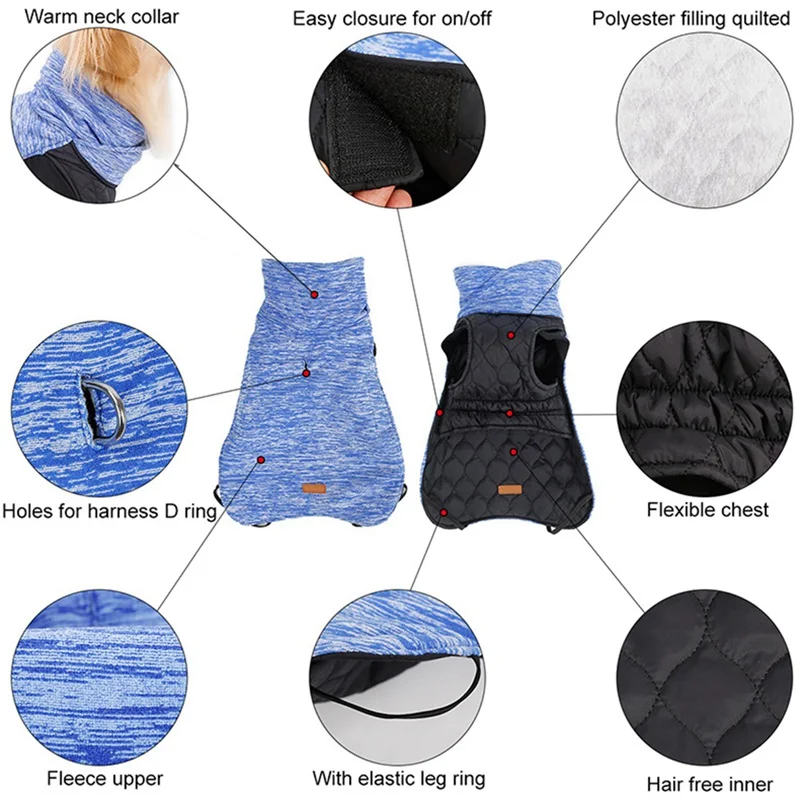 Одежда для собак маленьких зимняя теплая Двусторонняя куртка без рукавов
