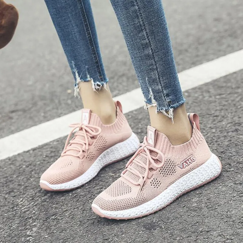 

2021 Women Sneakers Spring Summer Breathable Mesh Casual Women Sport Shoes Fashion Flying Tenis Feminino Women Vulcanized Shoes