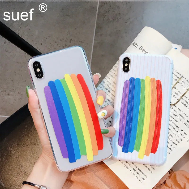 Suef милый мягкий чехол из ТПУ с разноцветным рисунком радуги граффити для iPhone 11 Pro