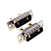 D-Sub Connector 30 AMP Current 7 Power Position 5+2 Combo Plug Male Pins Machined Pin 7W2 Gold Flash Panel Mount Wire Solder