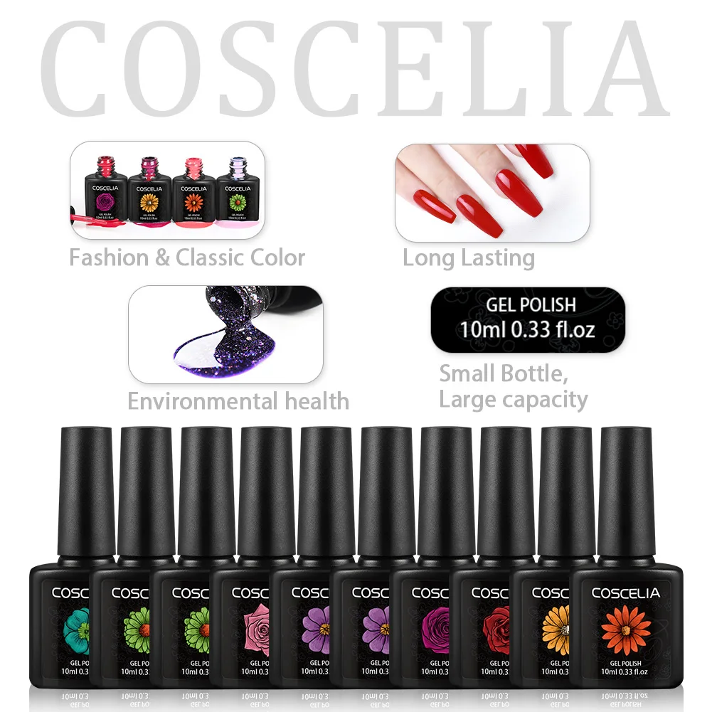 COSCELIA 6/8/10 шт. УФ набор гель-лаков для ногтей гель Лаки 80 Цвета Лаки гибридный шаговый двигатель для нейл-арта Vernis перманентность УФ-гель для ногтей