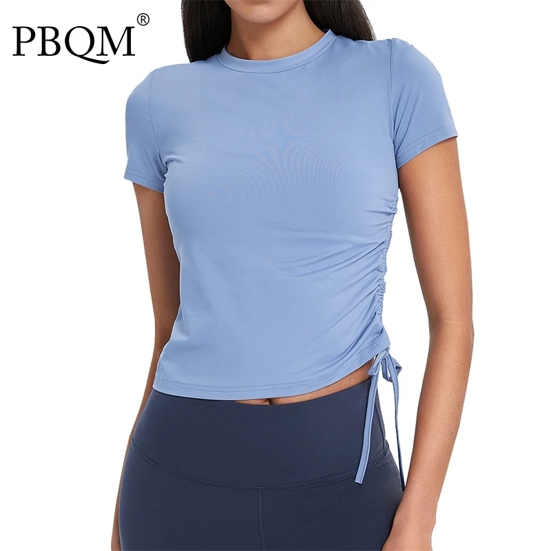

Осенняя кружевная Спортивная футболка PBQM 2021, облегающая одежда для йоги, Женский облегающий топ для фитнеса телесного цвета с коротким рука...