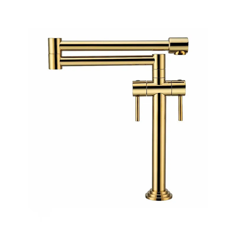 Краны для кухонной раковины краны из твердой латуни с двойной ручкой на бортике вращающиеся складные