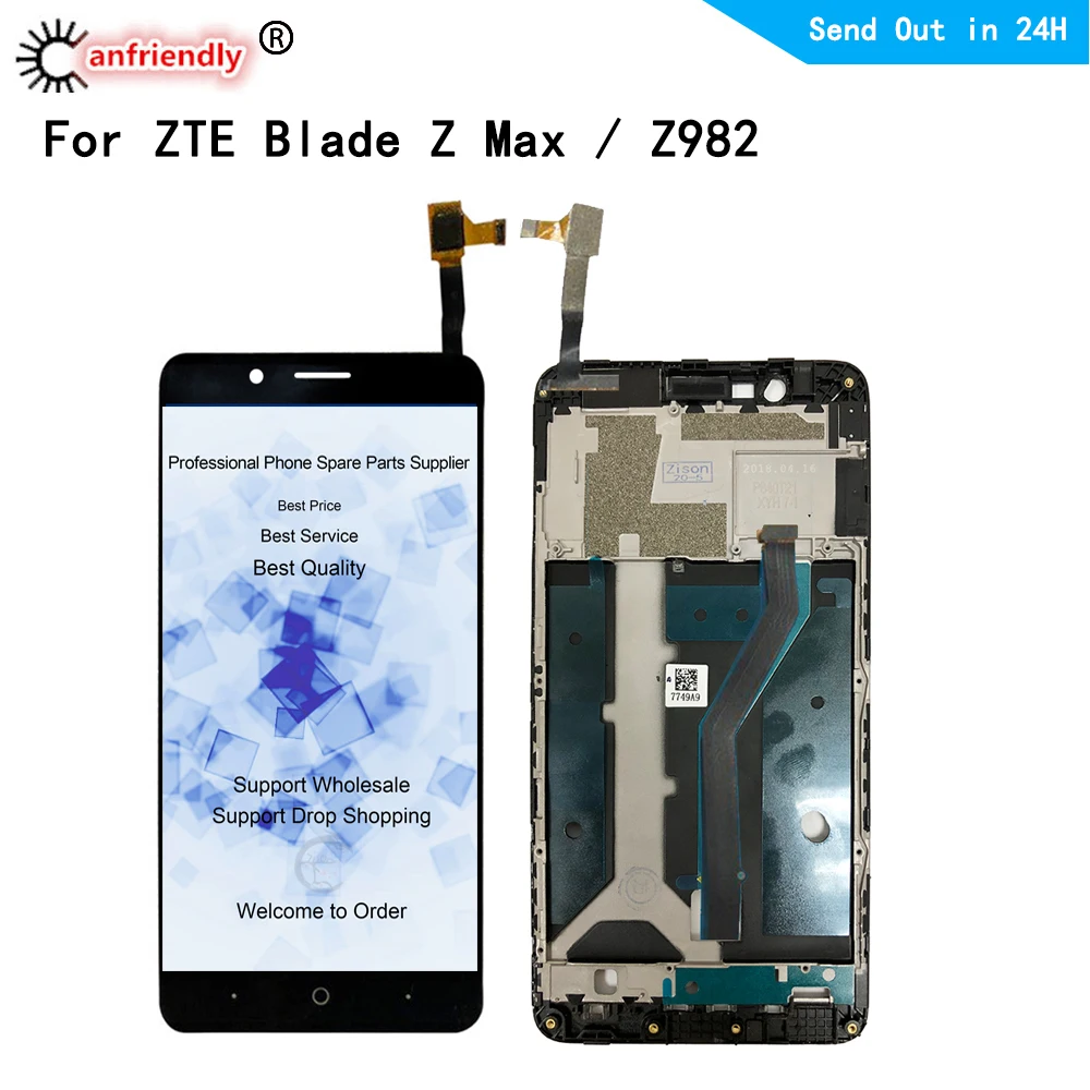 Pantalla LCD con panel t&aacute;ctil para m&oacute;vil, montaje de marco para ZTE Blade, ZTE Zmax, Z982-0