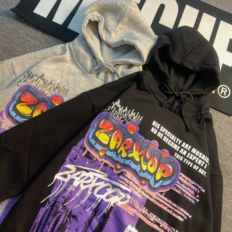 Худи в стиле Харадзюку С надписью и графическим рисунком граффити уличная одежда
