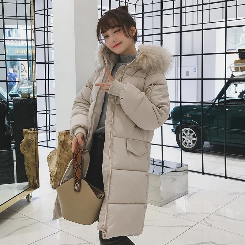 

2020 New Women Down Cotton Coat Winter Jacket Thickening Loose Long Section Bread Clothes Coat Fashion Hooded Snow Outerwear C29